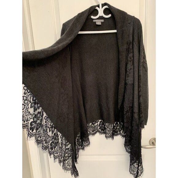 Suzy Shier Grey Cardigan Black Lace Formal Women’s Large - Picture 4 of 10